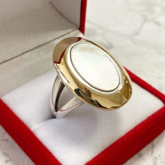 ANILLO PLATA ORO Y NACAR HECHO A MANO 10381 en internet