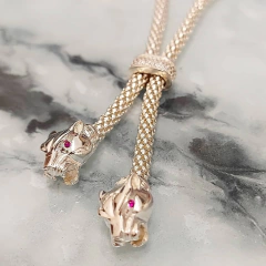 GARGANTILLA COLLAR PANTHER PLATA ITALIANA 1161 - tienda online