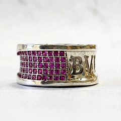ANILLO ESTILO BVG CON ROSA DE FRANCIA EN PLATA SK860 - comprar online