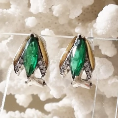 AROS ESMERALDA EN PLATA Y ORO COLOMBIANOS K2058 ABEJA
