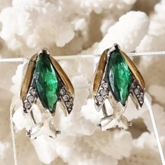 AROS ESMERALDA EN PLATA Y ORO COLOMBIANOS K2058 ABEJA - comprar online