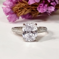 ANILLO PLATA CON IMPORTANTE CRISTAL DE SWAROVSKI OVAL K2028 en internet