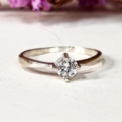 ANILLO PLATA Y CUBIC ESTILO SOLITARIO K2033