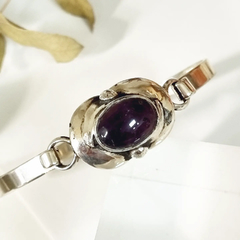 PULSERA ESCLAVA PLATA ESTILO BELGIORN CON AMATISTA OVAL K2311