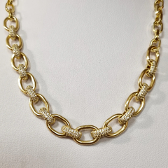 GARGANTILLA COLLAR PLATA DORADA Y CUBICS ITALIA K1404 - comprar online