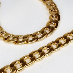 PULSERA CUBANA O GRUMET ACERO SOHO ENCHAPADA EN ORO 9763