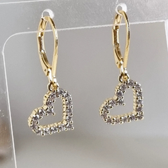 AROS BRISURA COLGANTE PLATA DORADA CORAZON CUBIC ITALIANOS K2905