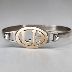PULSERA INICIALES PLATA Y ORO 18 K HECHA A MANO cod 2911