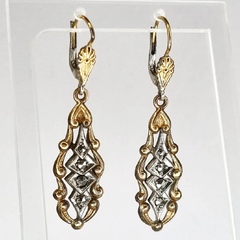 AROS ANTIGUOS PLATA Y ORO CON MARCASITAS 3946