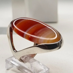 ANILLO ÁGATA COLORADA VETAS MARRONES COD: 2102