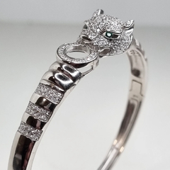 PULSERA RIGIDA PANTHER PANTERA PAVEE CUBICS PLATA SK792