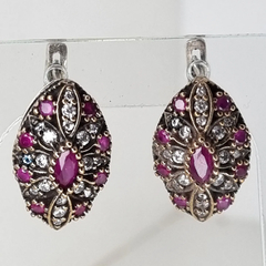 AROS PLATA Y ORO 14 ORIGEN TURQUIA CON RUBIES ALMENDRA 3615 - comprar online
