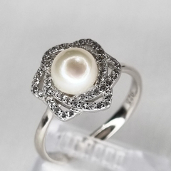 ANILLO PLATA Y PERLA CULTIVO CON CUBICS 3407 - comprar online