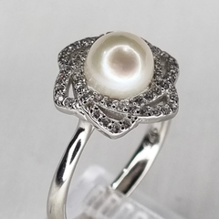 ANILLO PLATA Y PERLA CULTIVO CON CUBICS 3407