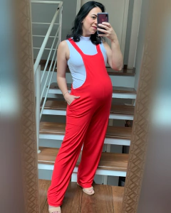 Macacão Jardineira Básica Malha Viscolycra Vermelho - loja online