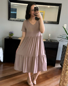 Vestido Midi 2 Marias Gola V Capuccino - comprar online