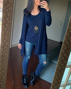 Conjunto Twin Set Regata + Maxi cardigan malha Azul na internet
