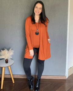 Maxi cardigan malha Terracota