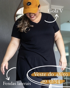 Camiseta Longline alongada Vestleg Feminina PLUS SIZE Verde Militar GOLA V