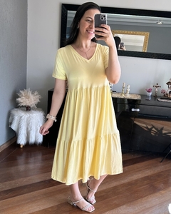 Vestido Midi 2 Marias Gola V Amarelo Candy na internet