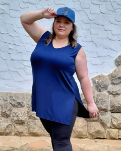 Regata alongada Vestleg Feminina PLUS SIZE Azul - comprar online