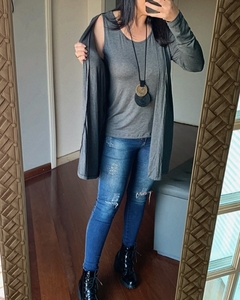 Maxi cardigan malha Cinza na internet