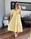 Vestido Midi 2 Marias Gola V Amarelo Candy