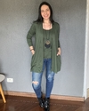 Conjunto Twin Set Regata + Maxi cardigan malha Verde Militar