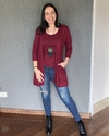 Conjunto Twin Set Regata + Maxi cardigan malha Marsala