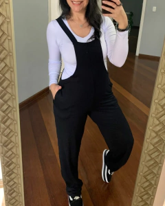 COMBO Macacão Jardineira Básica Malha + Blusa segunda pele gola V - comprar online