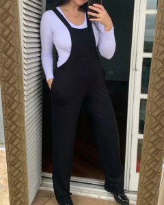 COMBO Macacão Jardineira Básica Malha + Blusa segunda pele gola V na internet