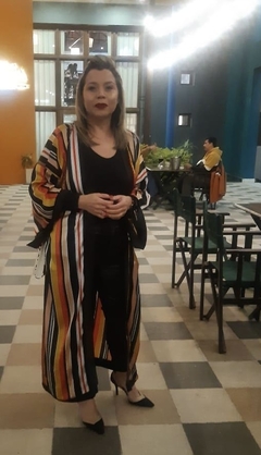 Kimono con Mangas Japonesas de Seda Rayada Coleccion Especial Invierno 2024 - OhMagnoliaKimonos