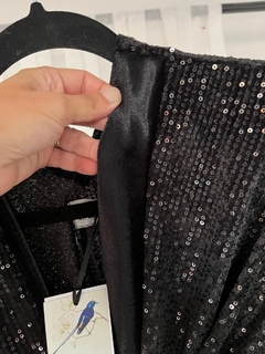 Kimono De Fiesta Largo Tela de Terciopelo con Lentejuelas Bordadas, Ideal para Fiesta Noche Negro en internet