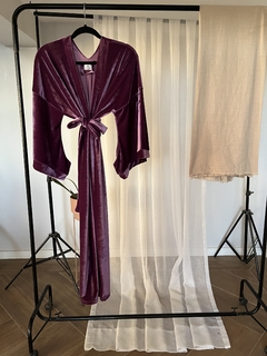 Kimono de Terciopelo De Fiesta Largo Mujer Moda Fiesta Noche Lila Manga Japonesa. - comprar online
