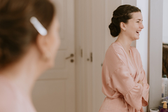 Batas 4 Kimonos De Novia - Ajuar De Bodas - Pack Especial Influencer Jus Rolon Es para La Novia Y Damas De Honor de Seda Rosa viejo con volados