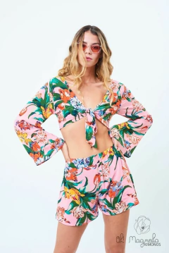 Short Shorcito Estampado Amarillo De Fibrana Verano 2024 - OhMagnoliaKimonos