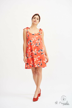 Vestido Gina Corto De Fiesta Verano de Seda Estampado Rojo Verano 2025 en internet