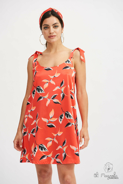 Vestido Gina Corto De Fiesta Verano de Seda Estampado Rojo Verano 2025