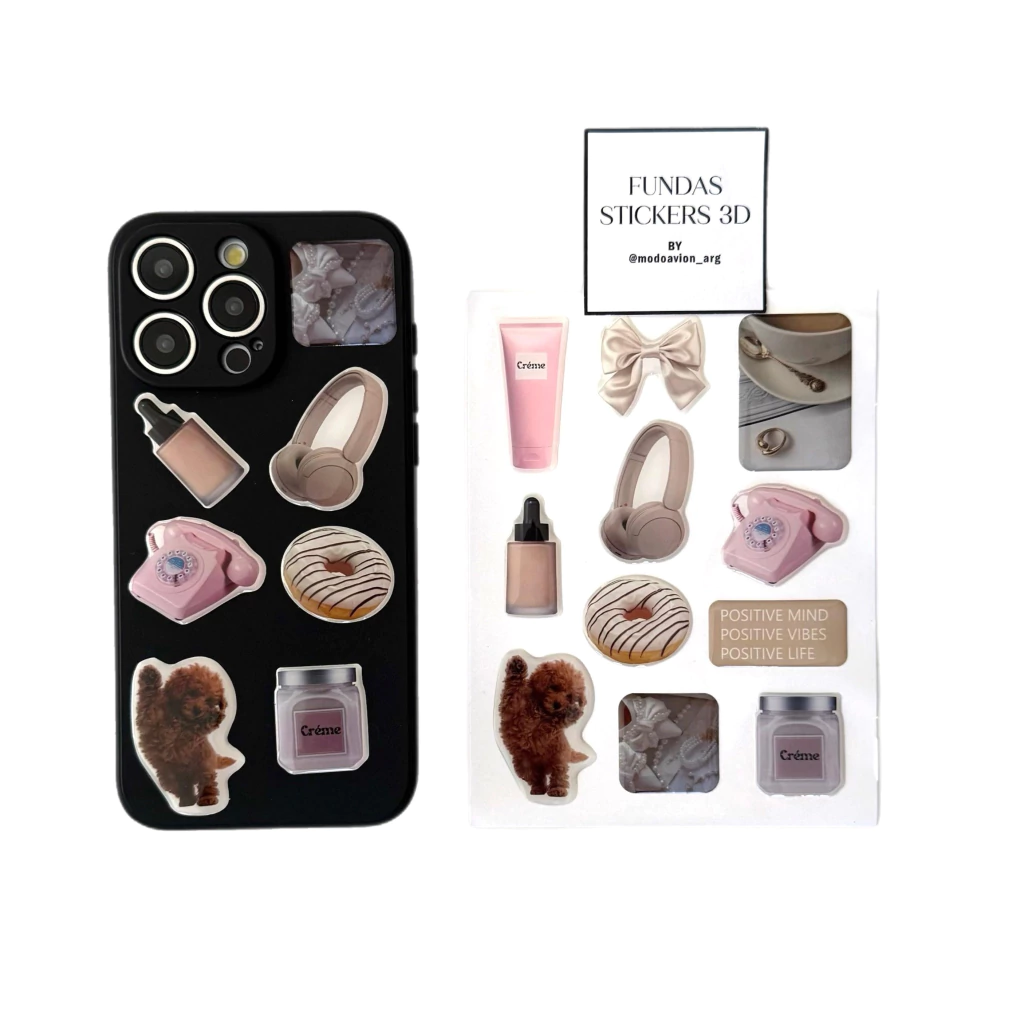 Funda GOSSIP STICKERS 3D NEGRA CON CUBRE CAMARAS