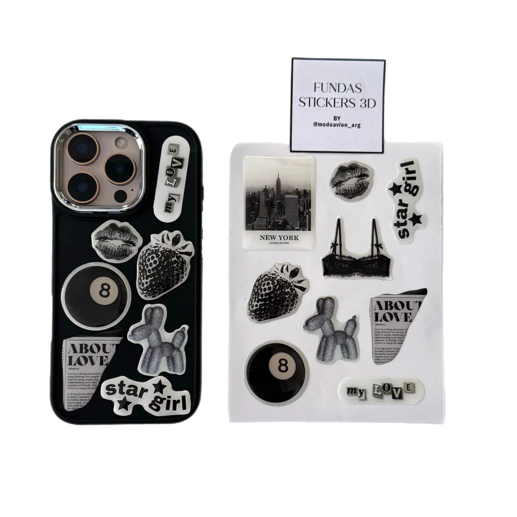 Funda MOMA STICKERS 3D NEGRA