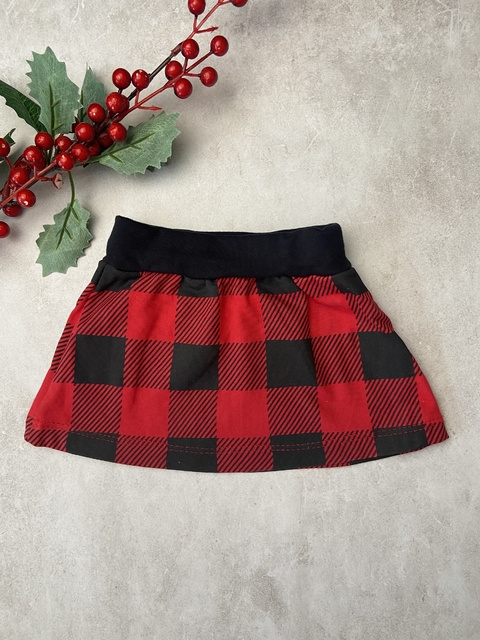 Mini Saia Xadrez Vermelha - Natal