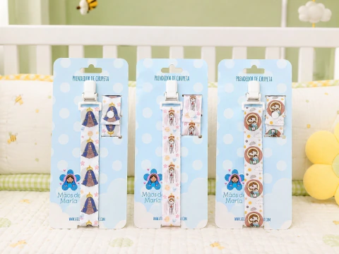 Prendedor de Chupeta Religioso para Bebê