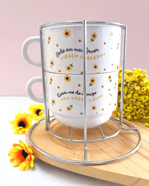 Xícaras com suporte - AMARELA