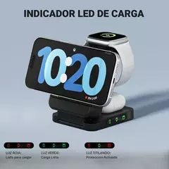 Cargador Inalámbrico Magnético 3 en 1 Plegable 15W Qi - Negro - tienda online