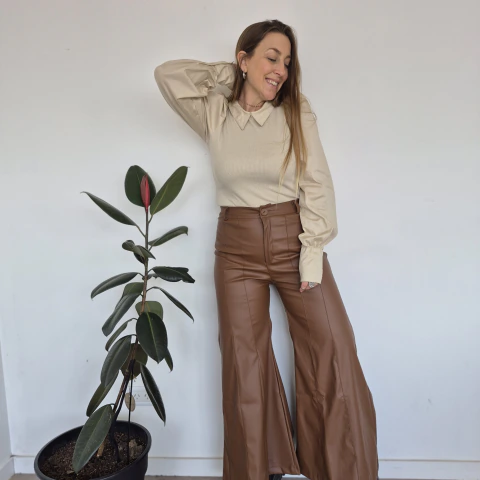 Wide Leg Engomado Chocolate en internet