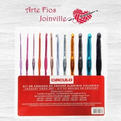 Kit Agulhas de Crochê Alumínio Colorida Circulo com 12 Und