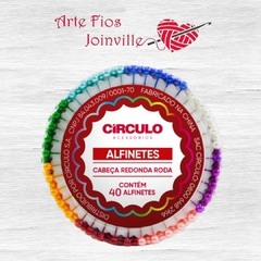 Alfinete Cabeça Redonda Colorida Roda Círculo - 40 alfinetes