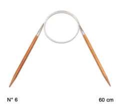 Agulha Circular de Tricô Bambu Circulo 60cm