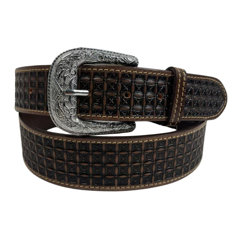 Cinto Master MW16105 Bordado Xadrez Marrom