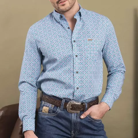 Camisa Masc ML Tassa Estampada 5043 Petroleo